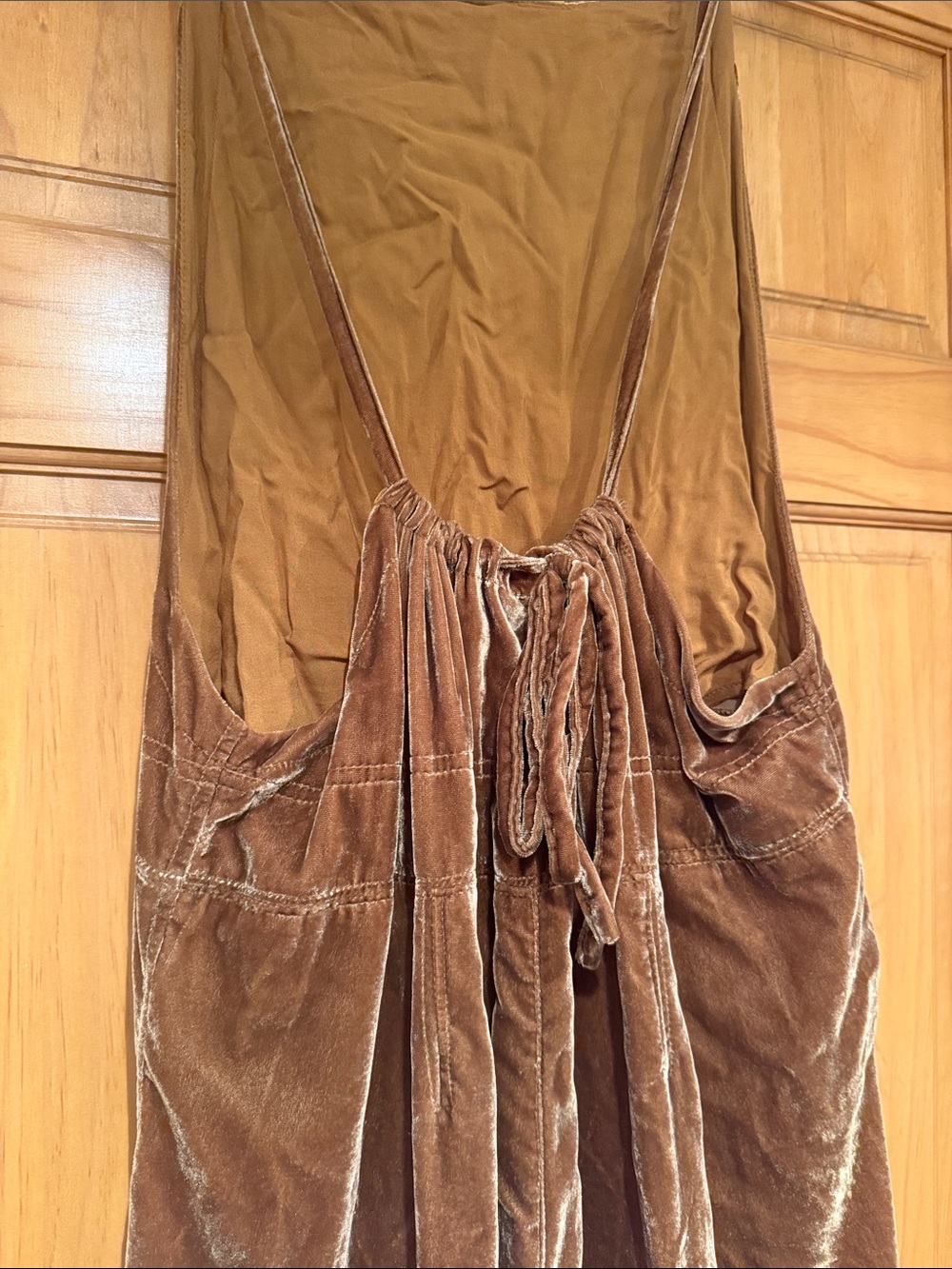 Free People Gold/Brown Velvet Wide-Leg Jumpsuit - Picture 4 of 4